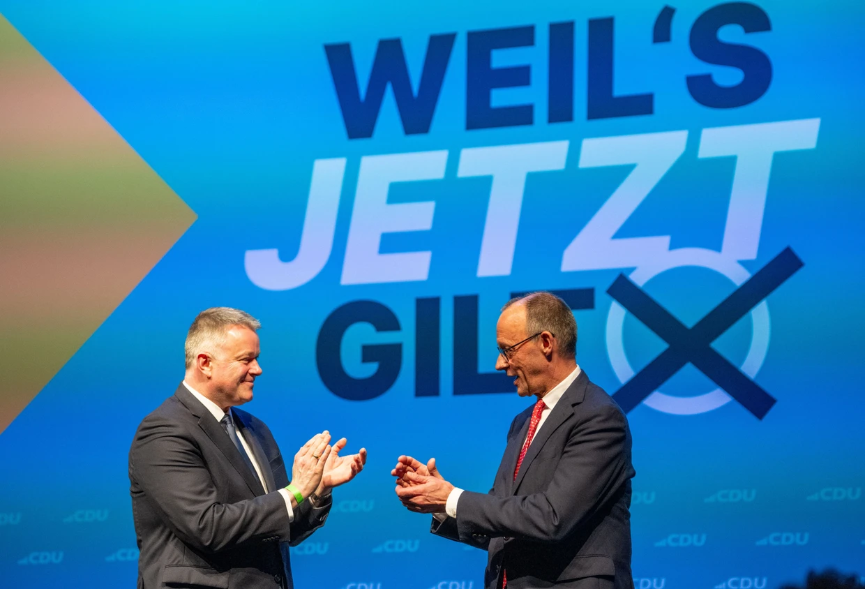 CDU-Spitzenkandidat Schnieder mit dem Bundeskanzler in Trier