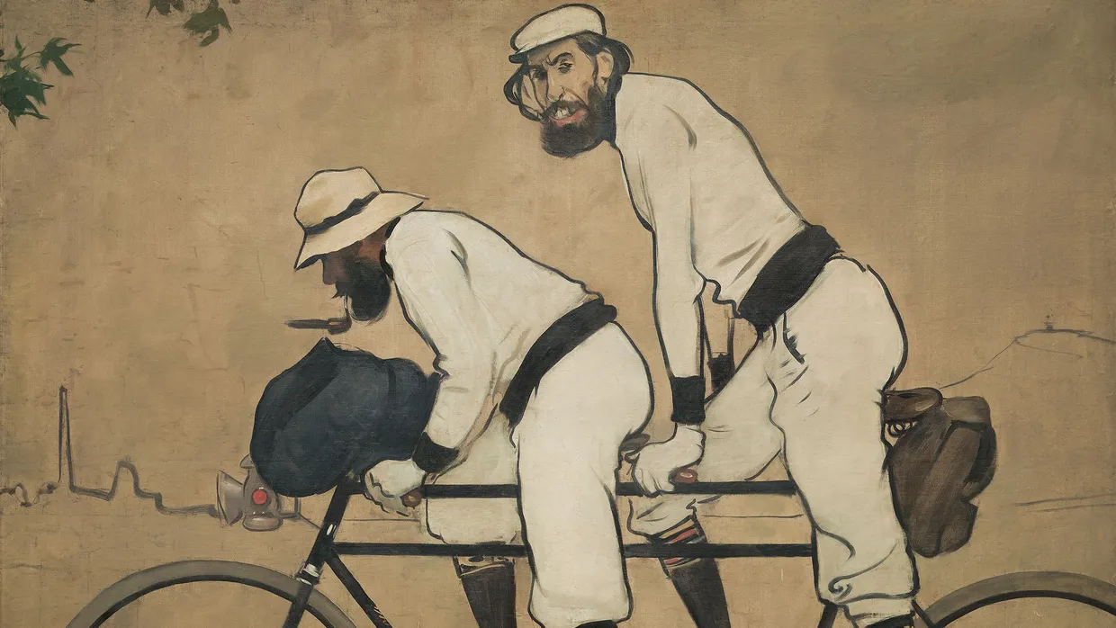 Radeln und Rauchen: Ramon Casas’ „Ramon Casas und Pere Romeu auf einem Tandem“, 1897