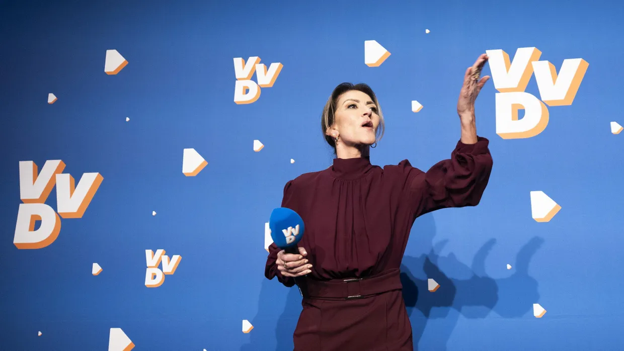 VVD-Parteichefin Dilan Yesilgöz am Abend der Parlamentswahl in den Niederlanden.