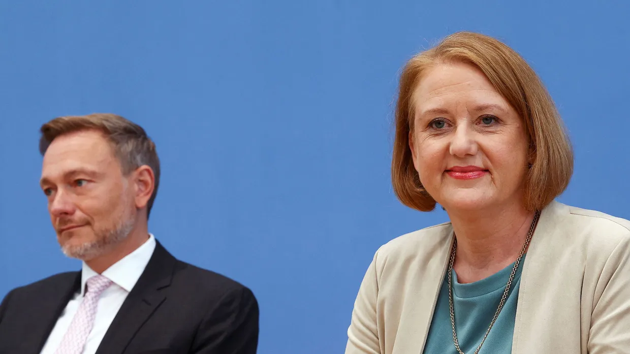 Christian Lindner und Lisa Paus der Pressekonferenz am Montag in Berlin