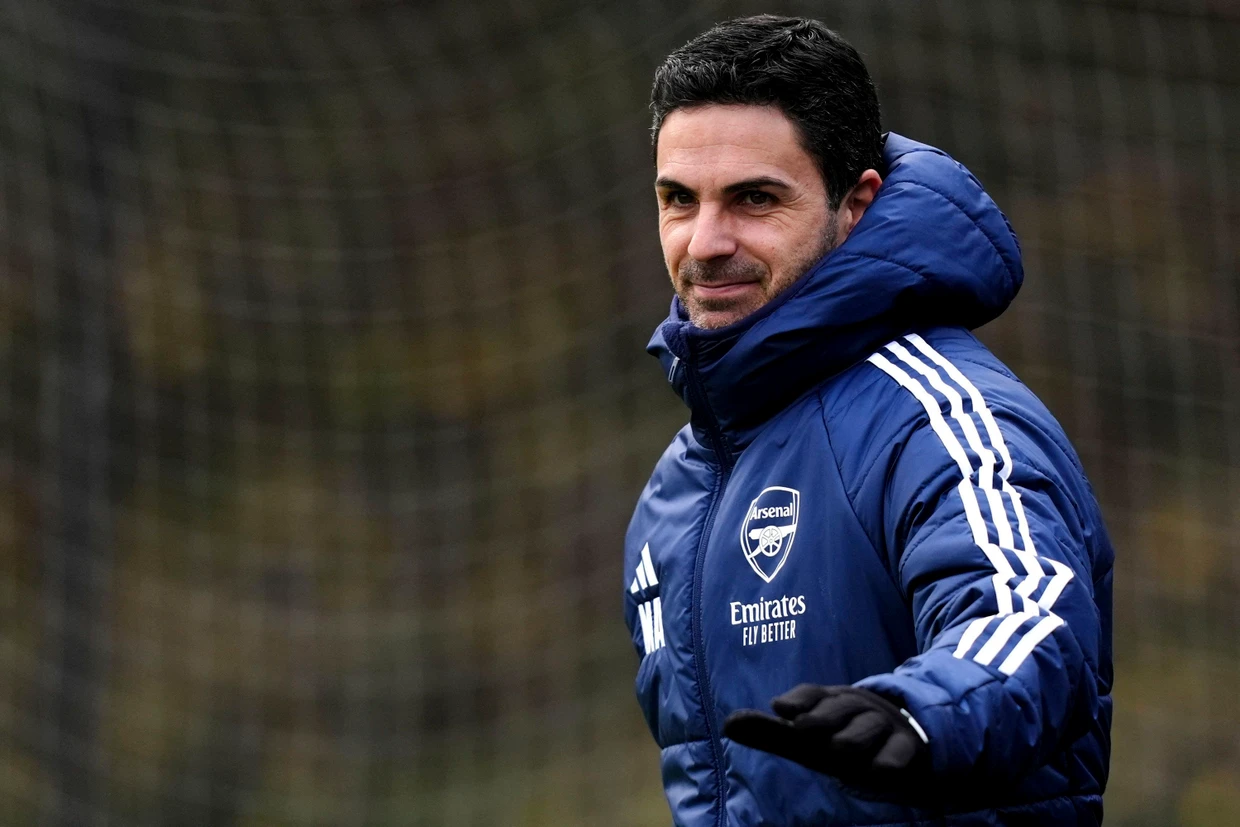Arsenal-Trainer Mikel Arteta bei der letzten Trainingseinheit vor dem Duell mit Bayern München.