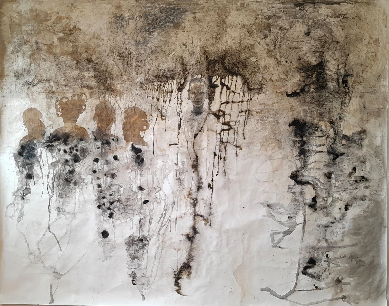  Stanley Wanys mehr als zwei Meter breite Mischtechnik „Bakulu“ von 2024/2025, 18.500 Euro bei der Galerie Ellephant