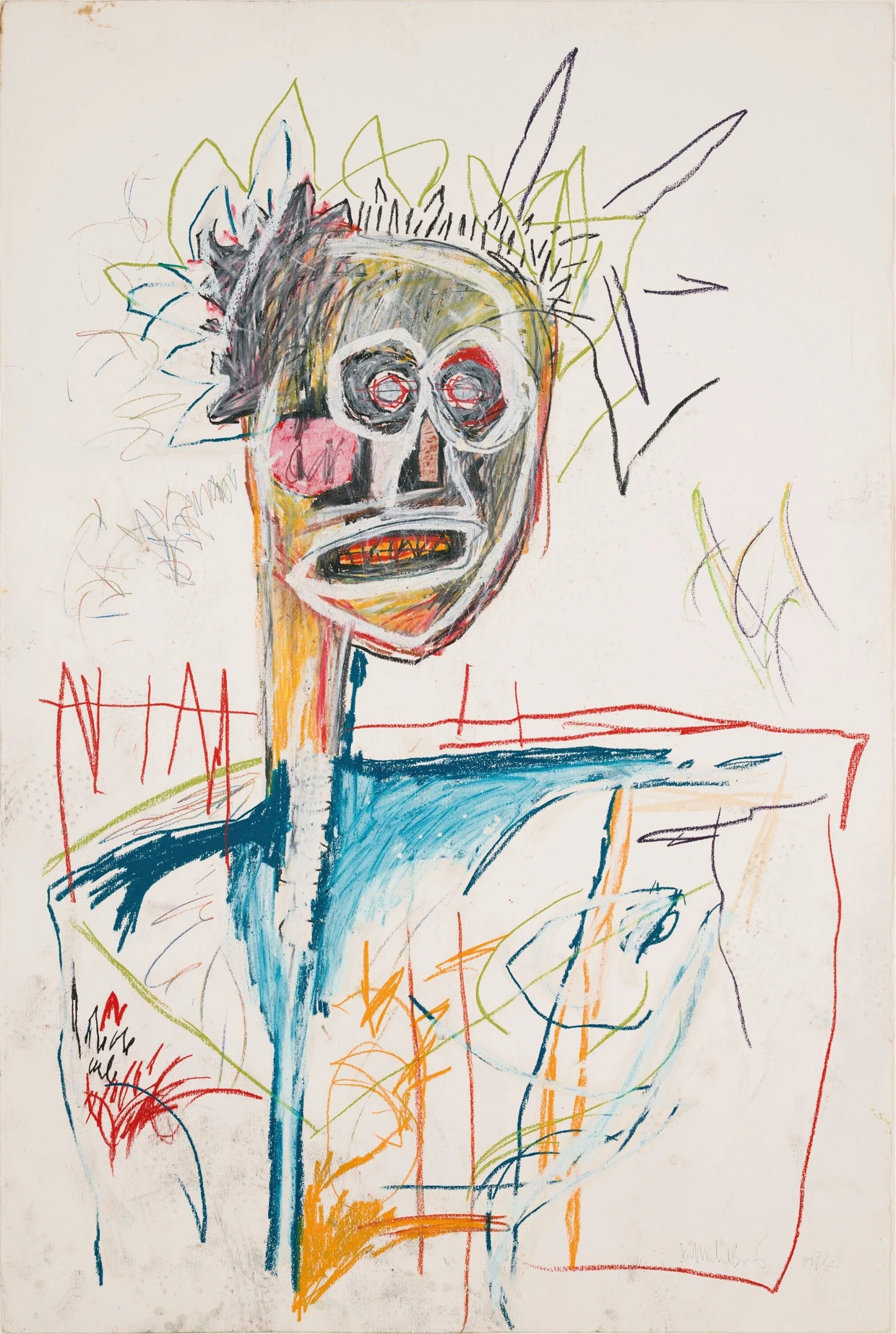 22,9-Millionen-Dollar-Werk: Jean-Michel Basquiat, „Untitled“, 1982, Ölkreide auf Papier, 161,3 mal 111,8 Zentimeter