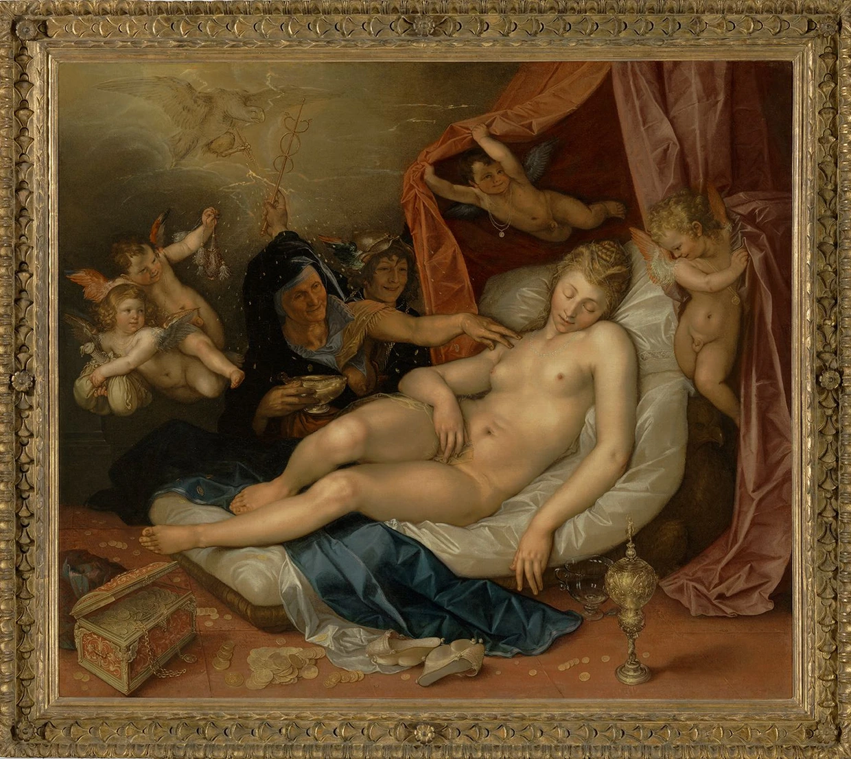  Hendrick Goltziusʼ „Die schlafende Danaë wird für Jupiter bereitet“, 1603