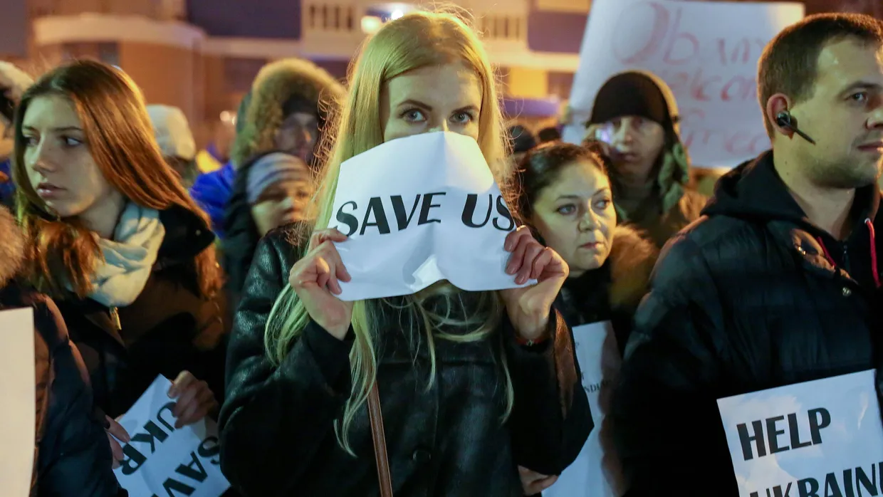 Hilferufe aus der Ukraine: Demonstration besorgter Ukrainer am Samstagabend in Kiew