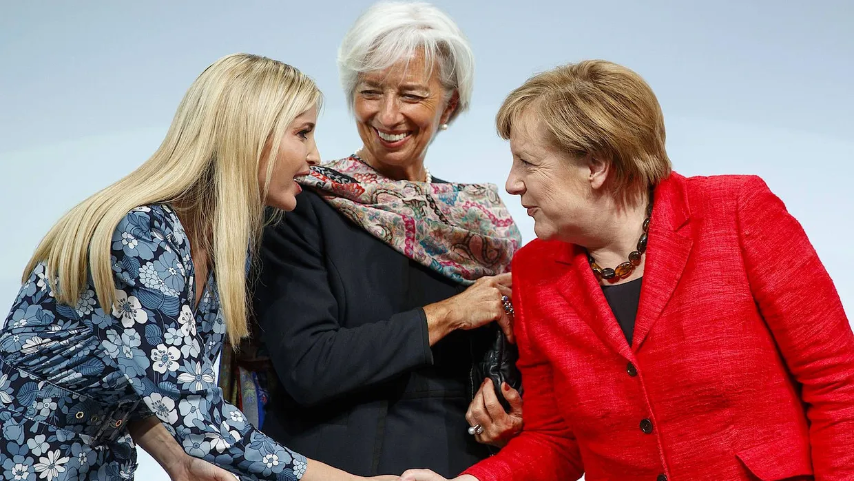 Mit IWF-Chefin Christine Lagarde (Mitte) und Kanzlerin Merkel (rechts) diskutierte Ivanka Trump über die Förderung von Unternehmerinnen.