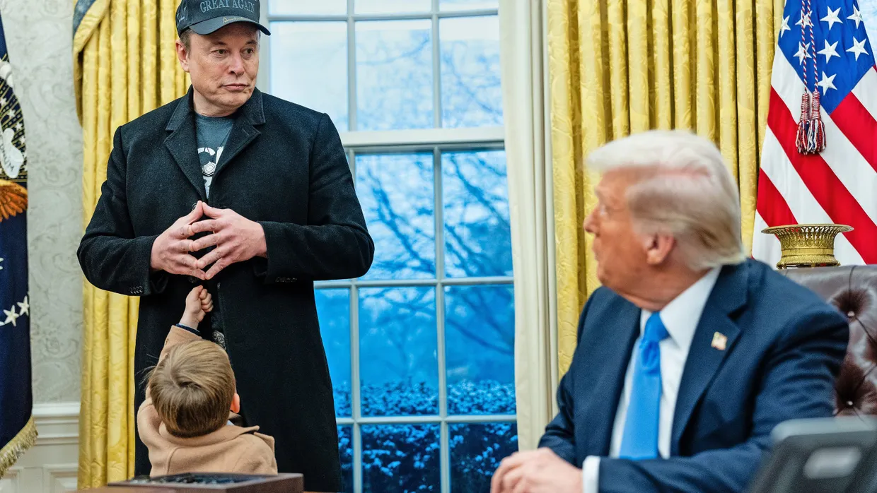 Der Profiteur und der Präsident: Elon Musk und   Donald Trump zusammen im Oval Office im Weißen Haus