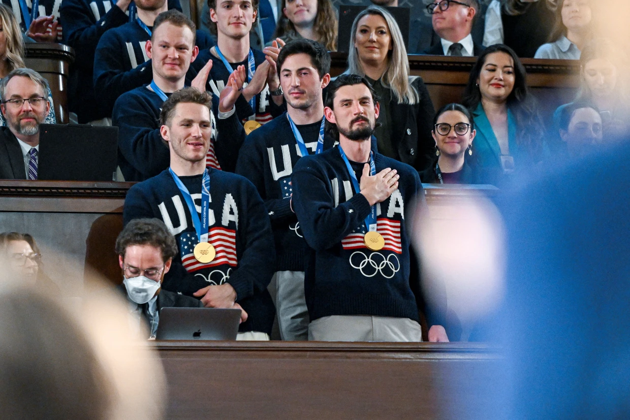 Auch bei Trumps Rede zur Lage der Nation anwesend: Matthew Tkachuk und Connor Hellebuyck