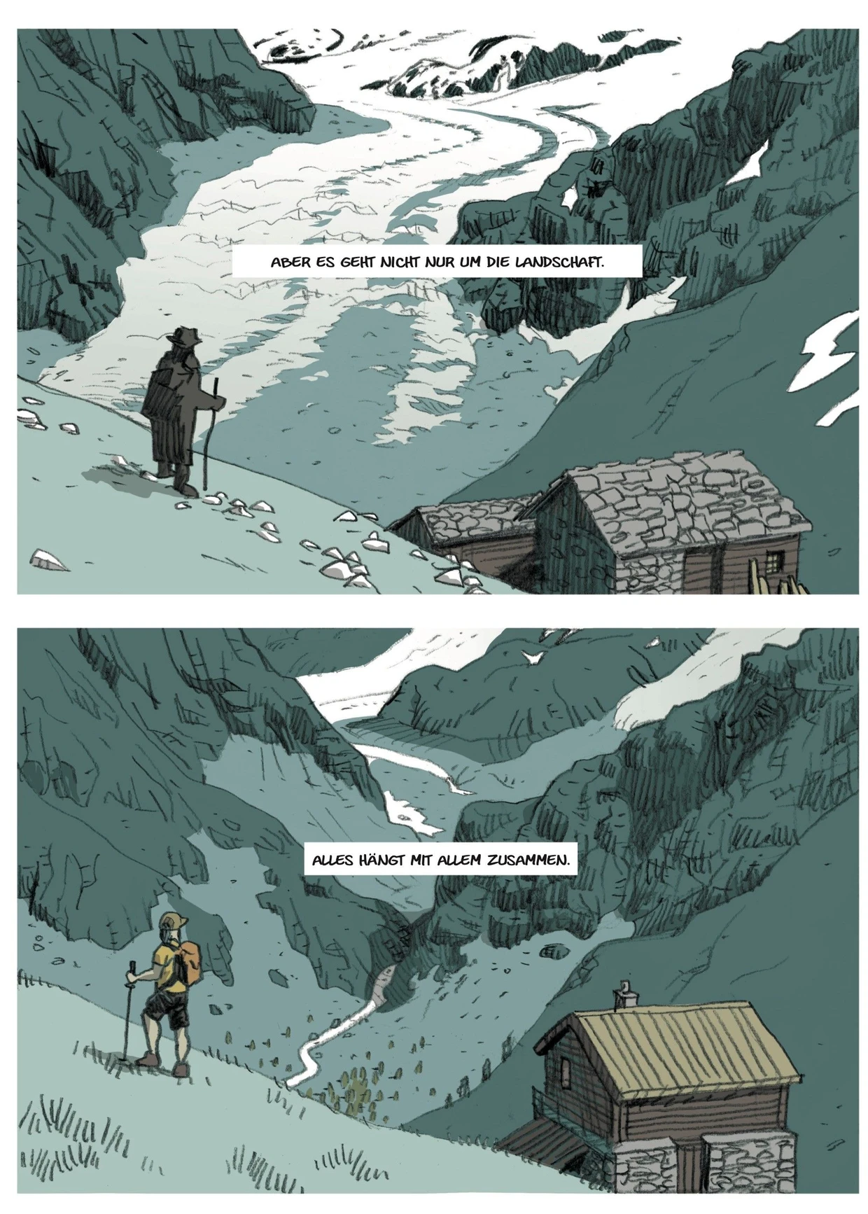 The central page architectural principle in Grossi's comic, demonstrated on page 53