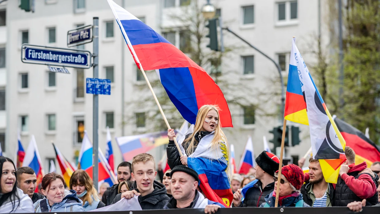 Kein Ostphänomen: Prorussische Demonstration in Frankfurt am Main, April 2022