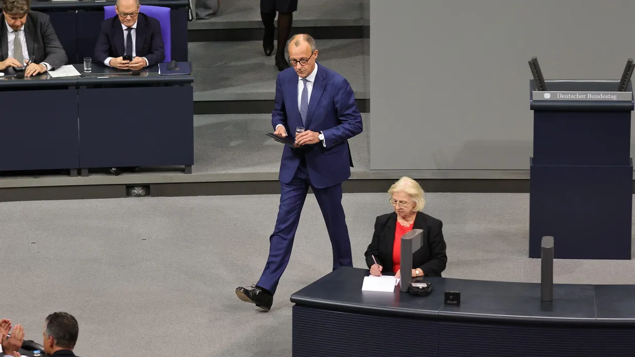 Der Unionsfraktionsvorsitzende Friedrich Merz am Mittwoch im Bundestag