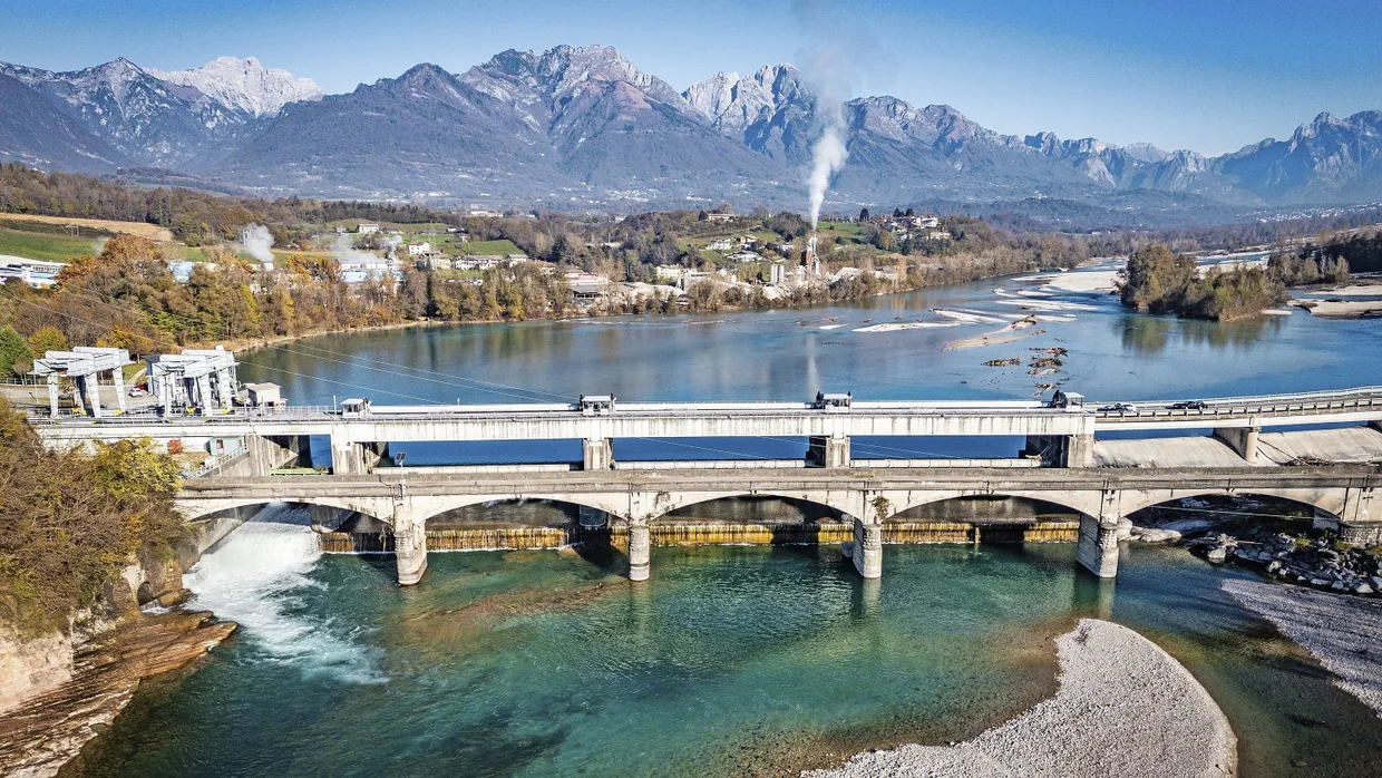 Ein Wasserkraftwerk von Enel in Norditalien: Hier wird der Fluss Piave gestaut.