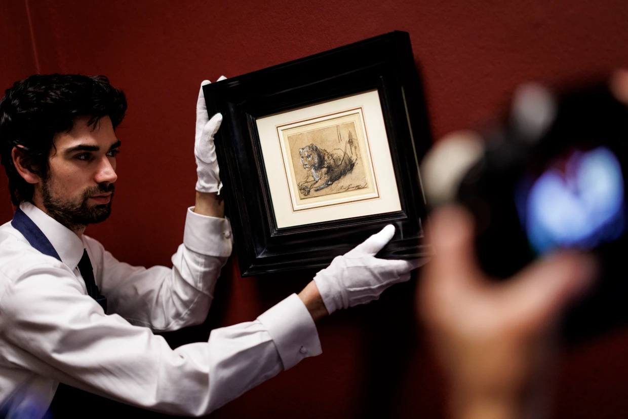  Präsentation von Rembrandts Löwenzeichnung bei Sotheby's
