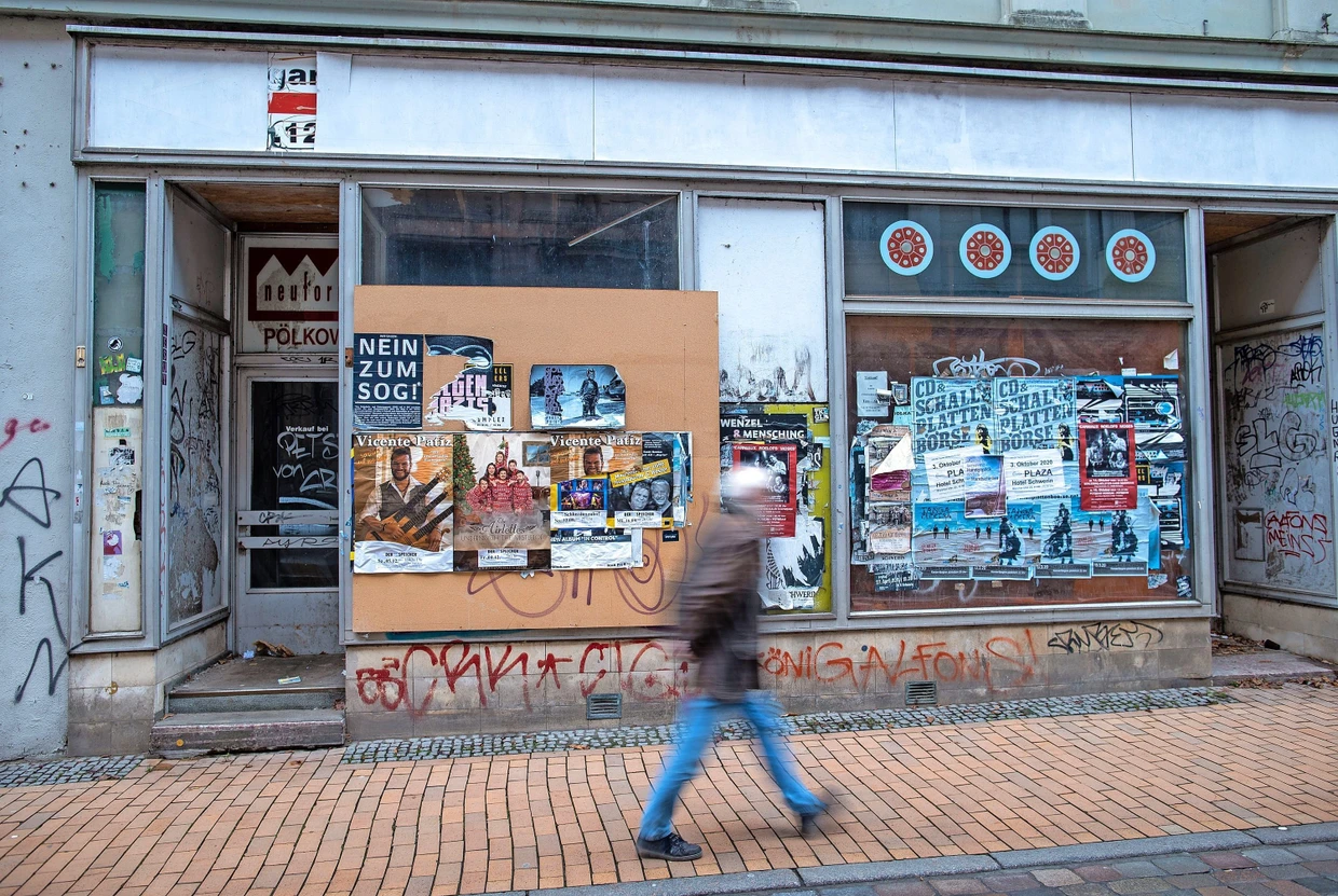 Ein leer stehender Laden in Schwerin