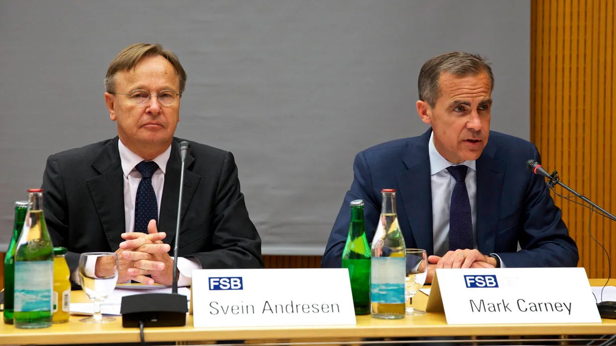 Wollen die Schattenbanken an die Leine nehmen: FSB-Generalsekretär Andresen und Notenbankchef Carney