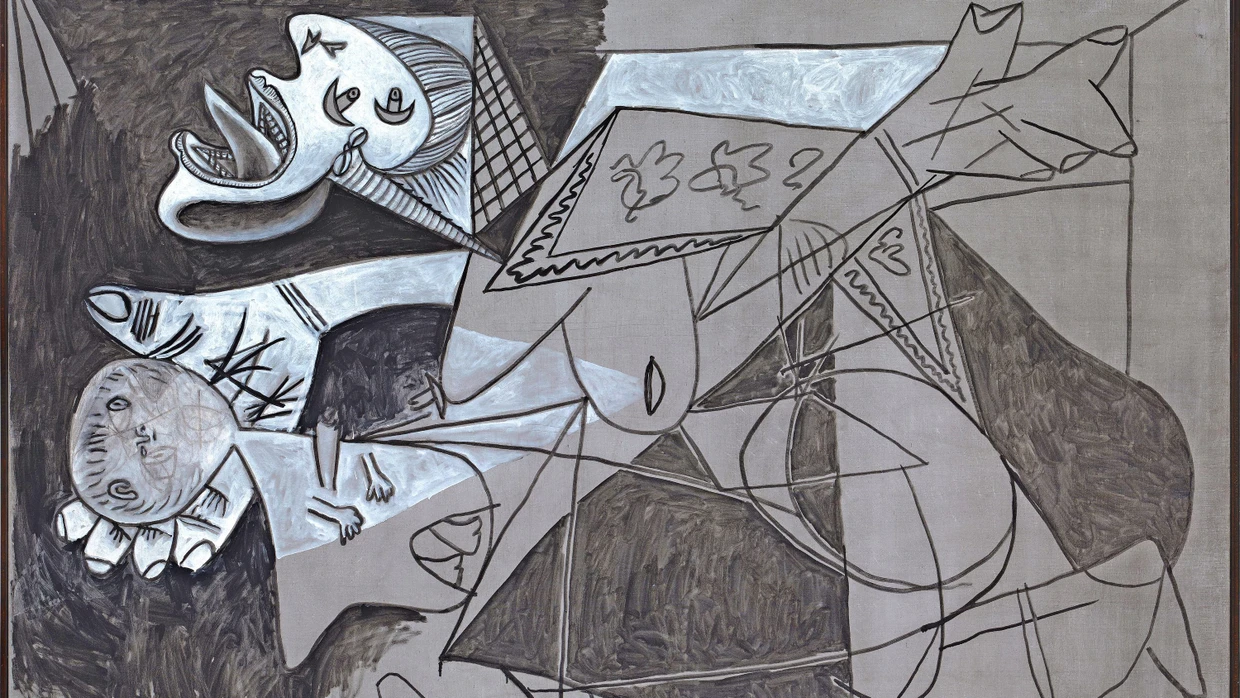 Die Pietà-Gruppe in Picassos „Guernica“ war sehr bewusst dem christlichen Bildschatz des Mittelalters entlehnt: „Madre con niño muerto (II)“ aus dem Jahr 1937