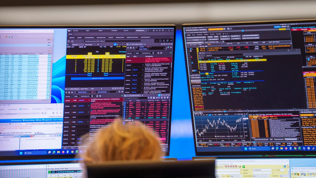 A trader at the Frankfurt Stock Exchange