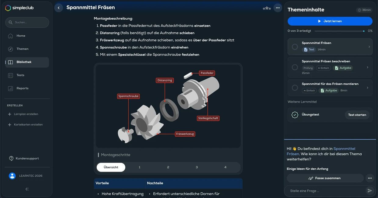 Digitale Lerninhalte: Über die Lernplattform können Auszubildende die Funktionsweise von Maschinen lernen.