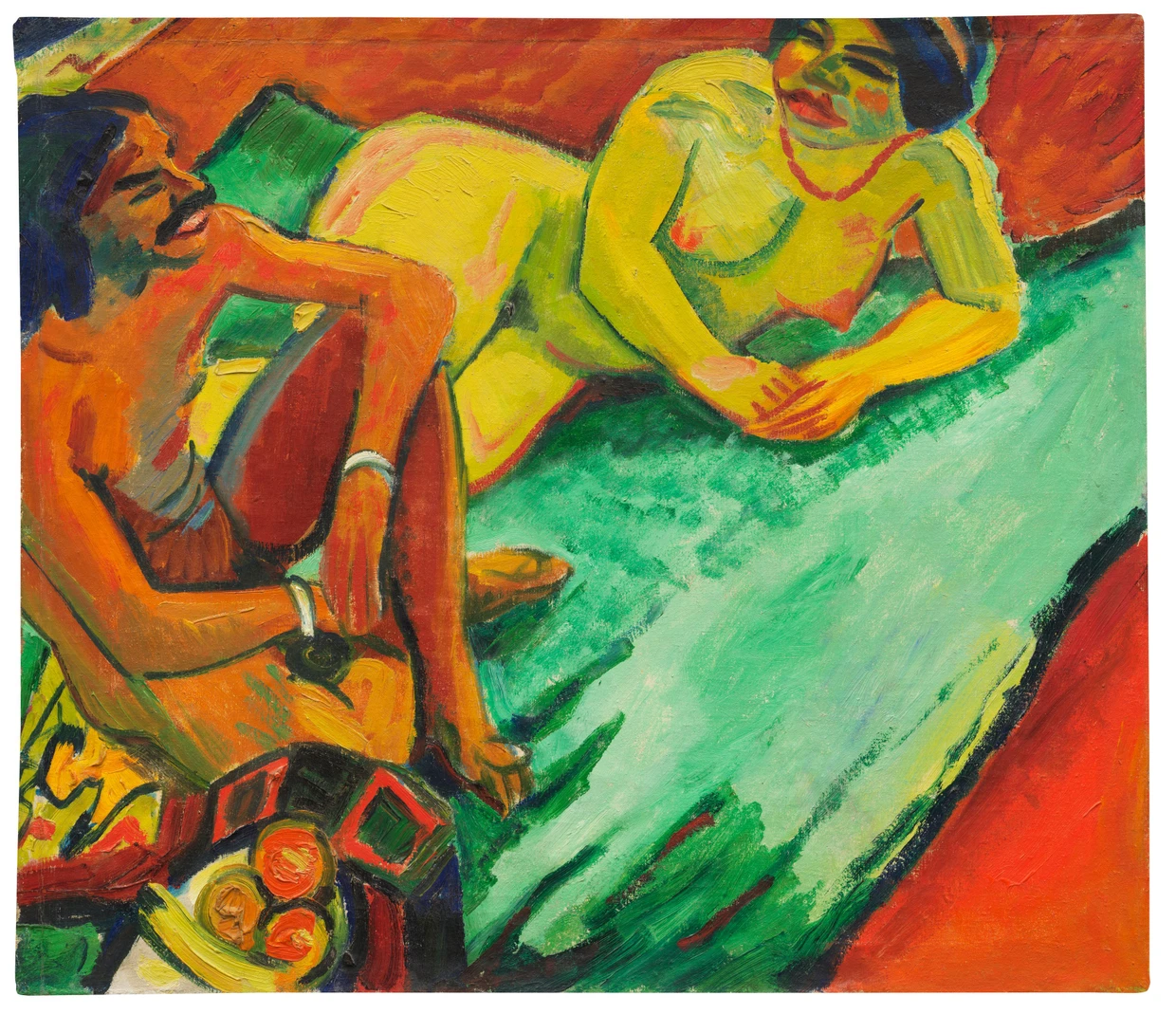 Rang vier: Max Pechstein, „Inder und Frauenakt / Früchte (verso)“, 1910, Öl auf Leinwand, 71,5 mal 82,5 Zentimeter; Zuschlag 2,1 Millionen Euro (Taxe zwei/drei Millionen) am 5. Dezember bei Ketterer in München