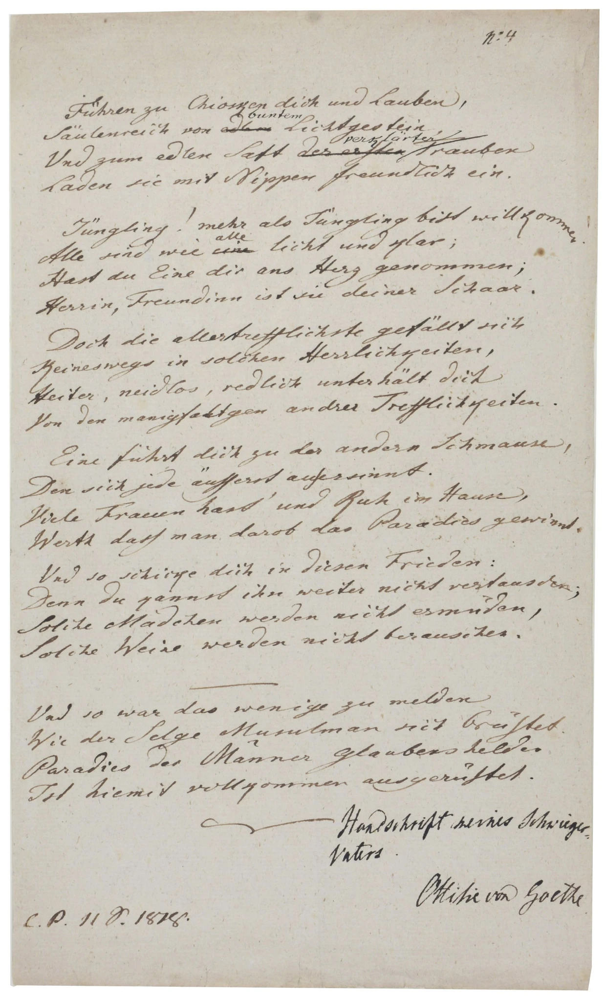  Autograph Johann Wolfgang von Goethes beim Frankfurter Antiquariat Tresor am Römer auf der Antiquariatsmesse, 65.000 Euro