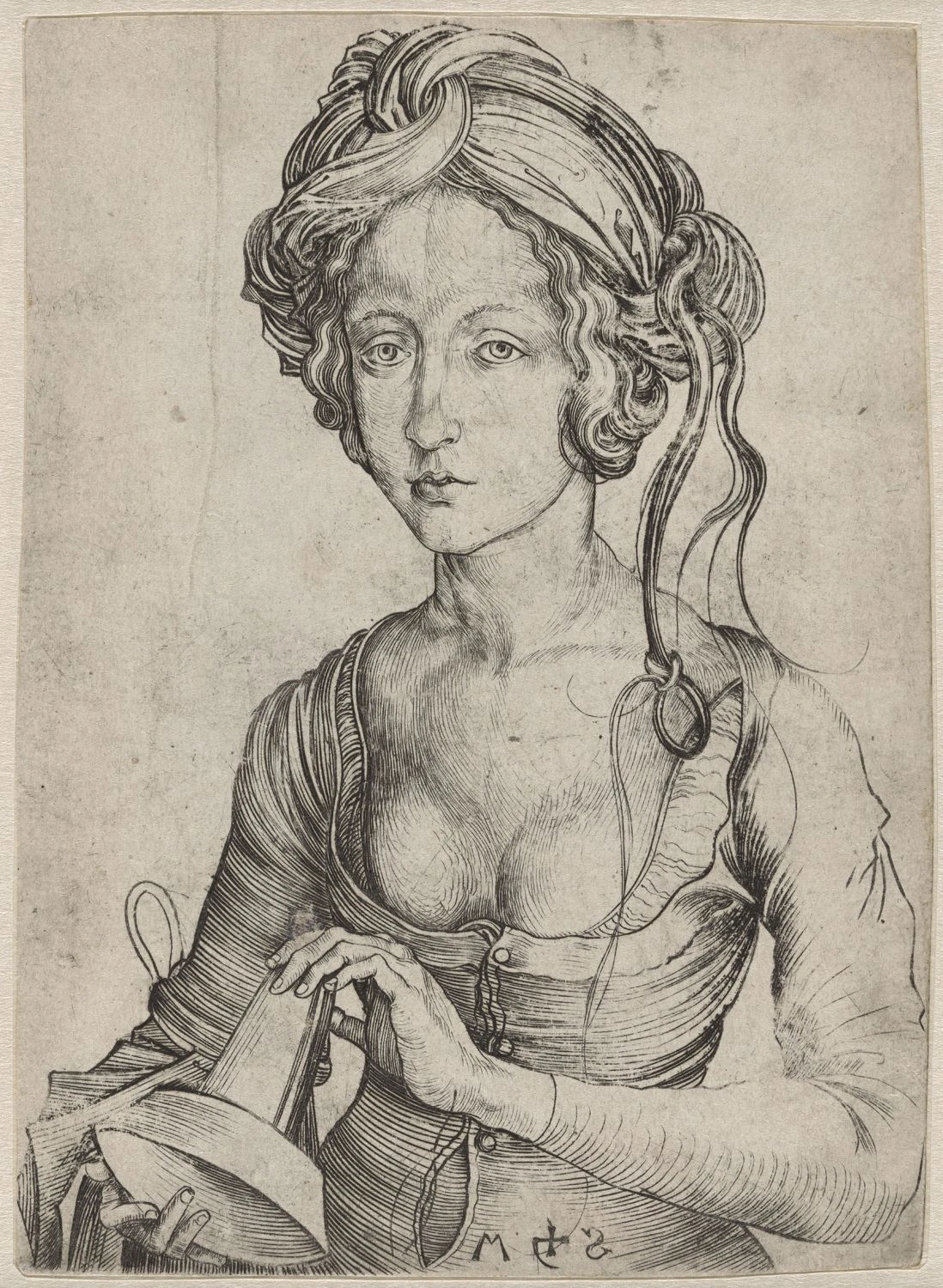 Eine der „törichten Jungfrauen“, dennoch hinreißend: Martin Schongauers „Vierge folle en buste“