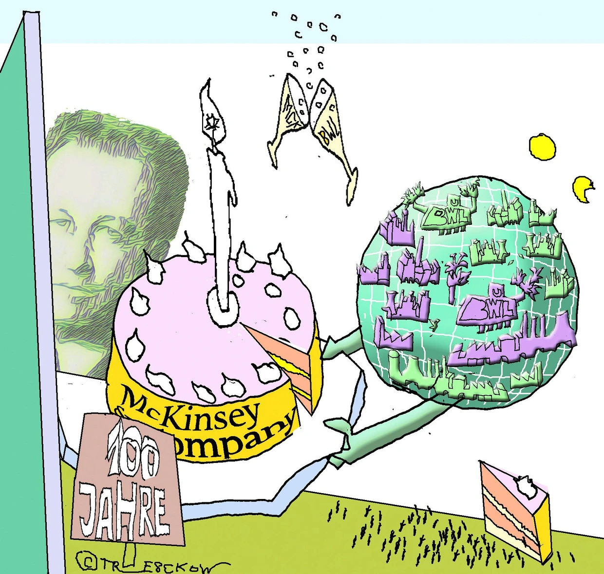 Der Einfluss von McKinsey auf die BWL und das Management ist groß, Illustration Peter von Tresckow