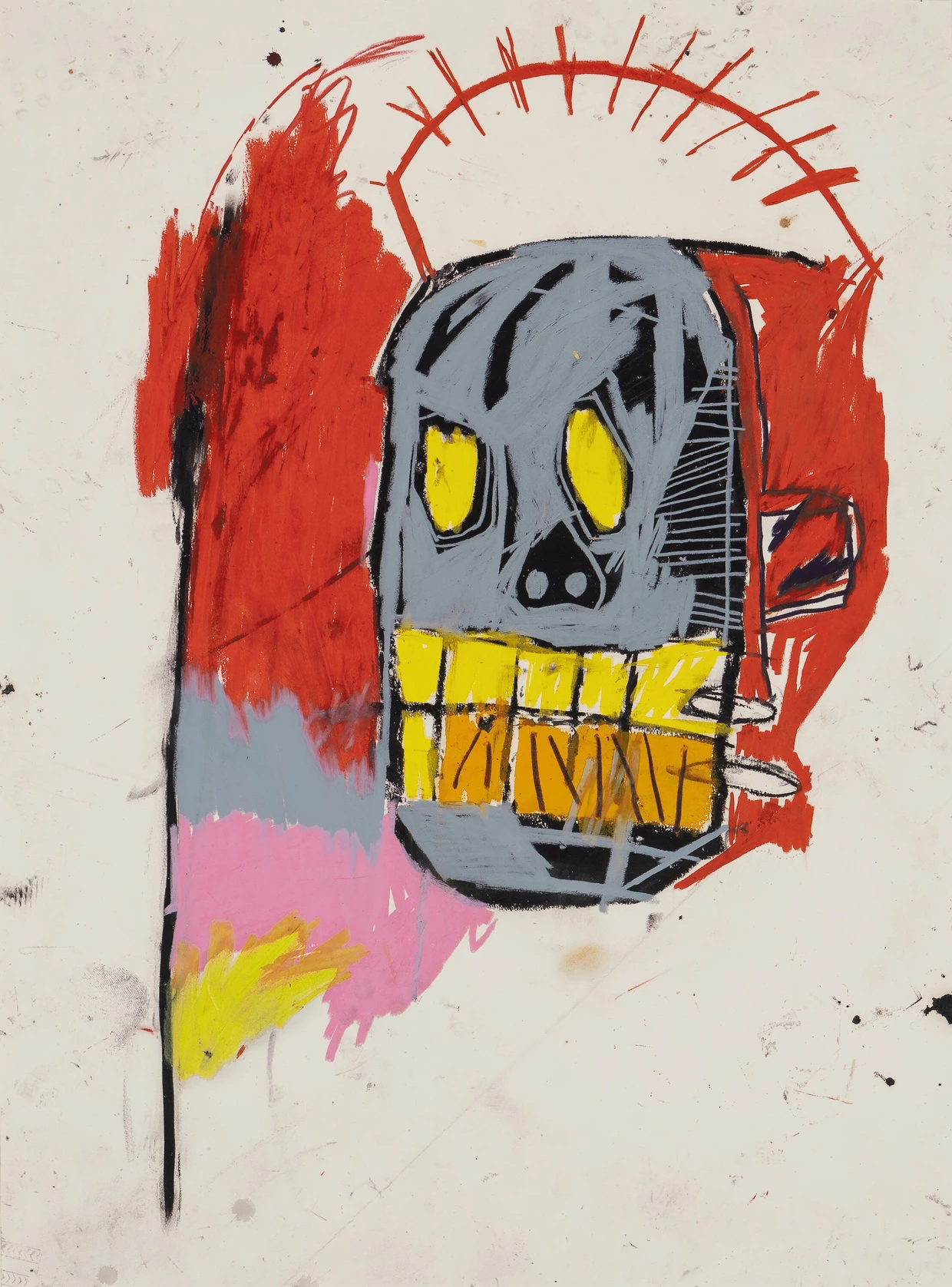 Mit gefletschten Zähnen: Jean-Michel Basquiat, Untitled, 1982, Ölkreide auf Papier, 161,3 mal 111,8 Zentimeter