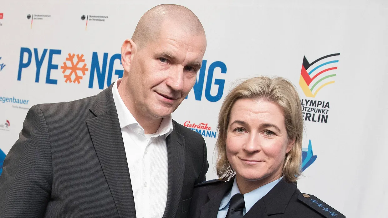 Die Eisschnellläuferin und der neue Präsident? Claudia Pechsteins Partner Matthias Große will Verbandschef werden.
