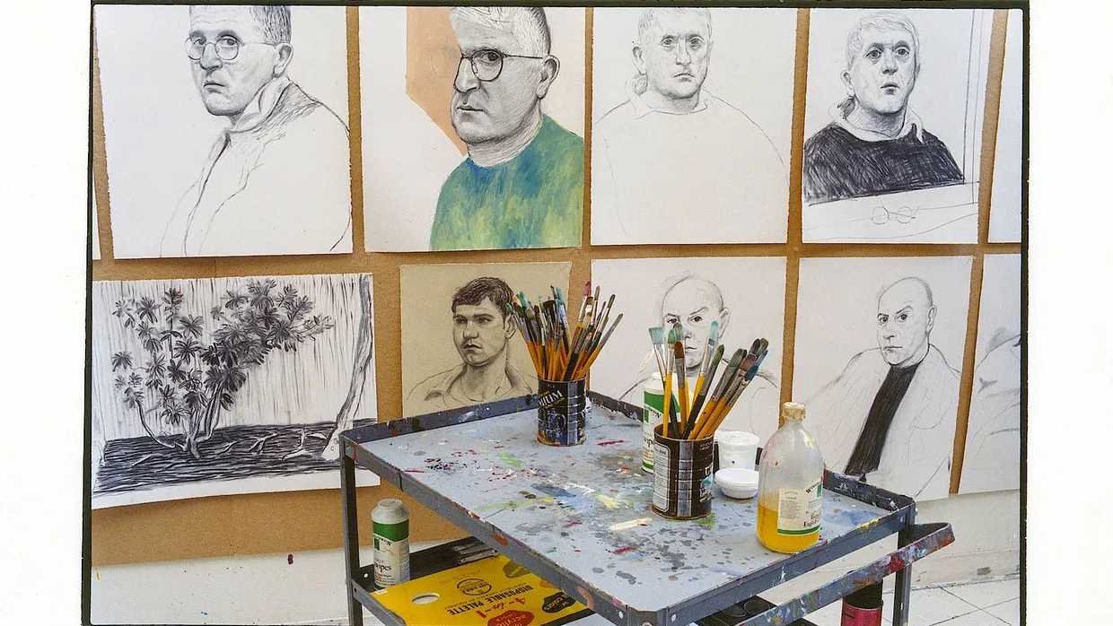 Aufgeräumter Arbeitsplatz: Atelier von David Hockney