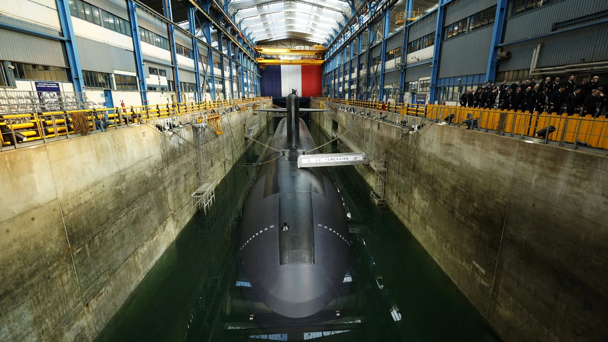 Das französische U-Boot „Le Temeraire“ Anfang März im Hafen von Ile Longue in Crozon