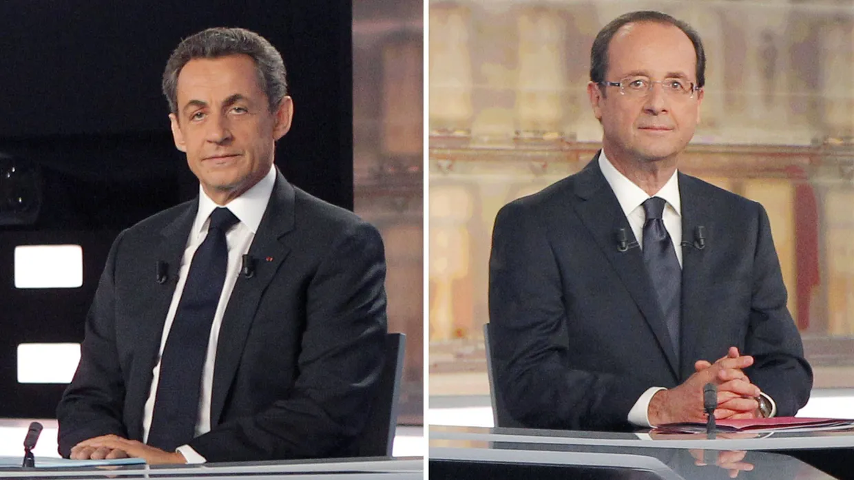 Die beiden Duellanten: der energiegeladene Sarkozy (links) und der etwas oberlehrerhafte Hollande
