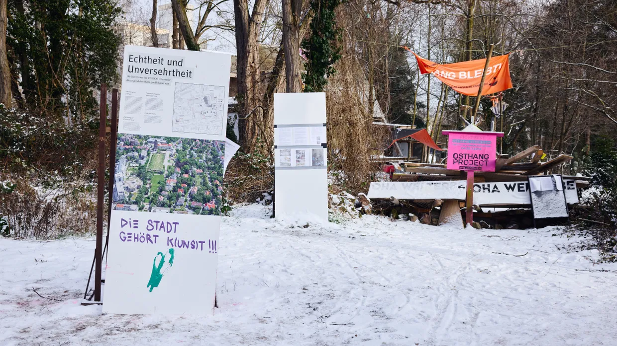 Das besetzte Waldstück auf der Mathildenhöhe Darmstadt