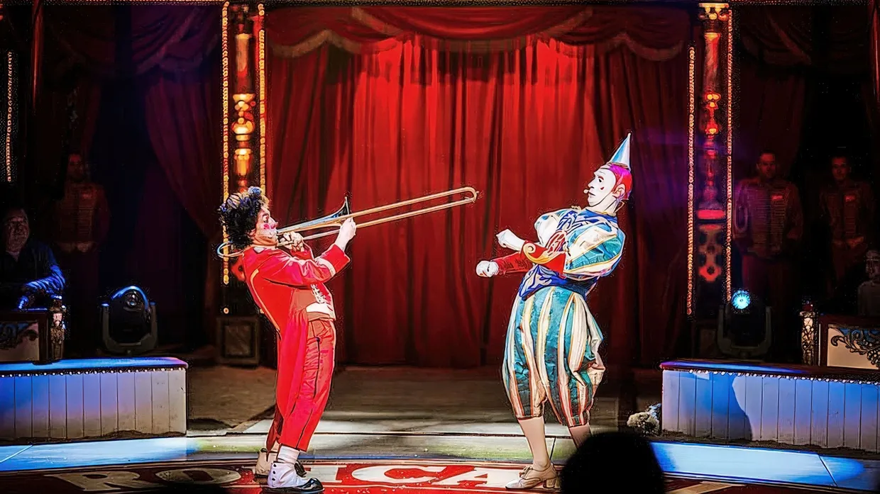 Alte Clownschule: Canutito Jr (links) und Maestro Gensi
