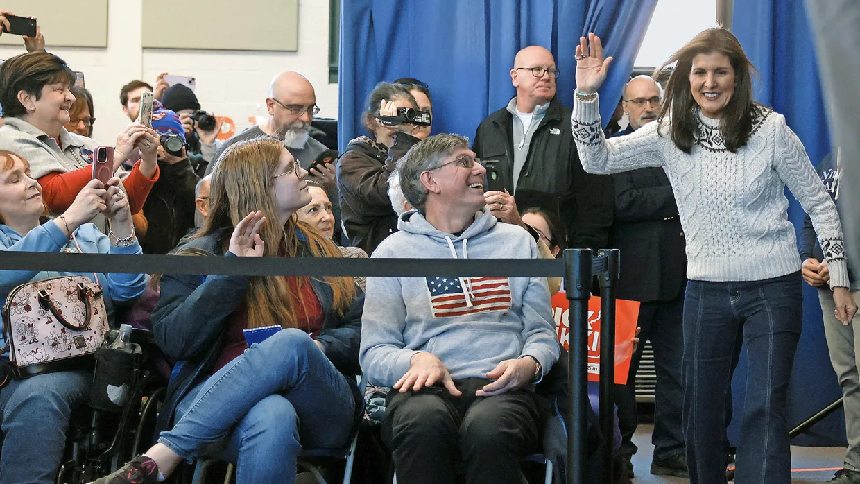 Umkämpftes Terrain: Haley am Sonntag auf einer Wahlkampfveranstaltung in einer Schule in der Stadt Derry in New Hampshire