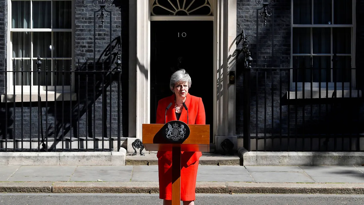 Theresa May am Freitag bei einer Pressekonferenz in London
