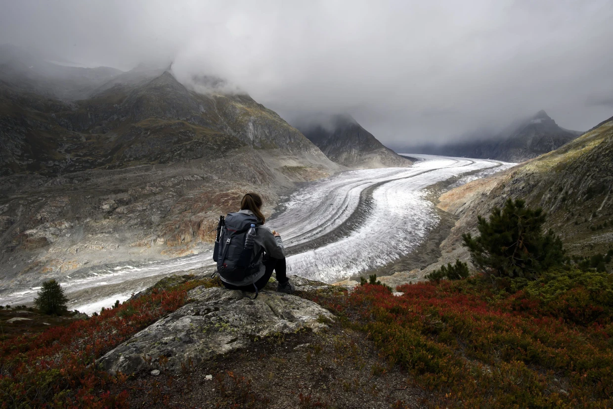 Gletscherschwund im Wallis: Blick auf den Schweizer Aletschgletscher unweit der Bettmeralp
