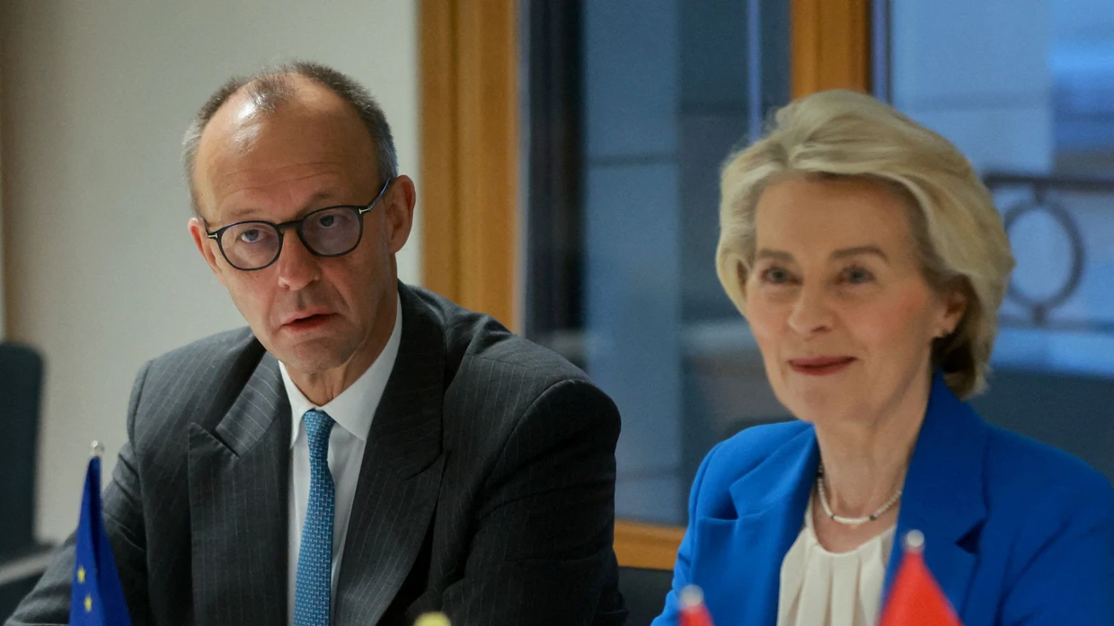 Bundeskanzler Friedrich Merz und Kommissionspräsidentin Ursula von der Leyen in Brüssel