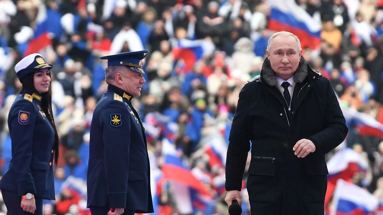 Wladimir Putin bei einem Konzert für die Angehörigen der russischen Streitkräfte im Februar 2023