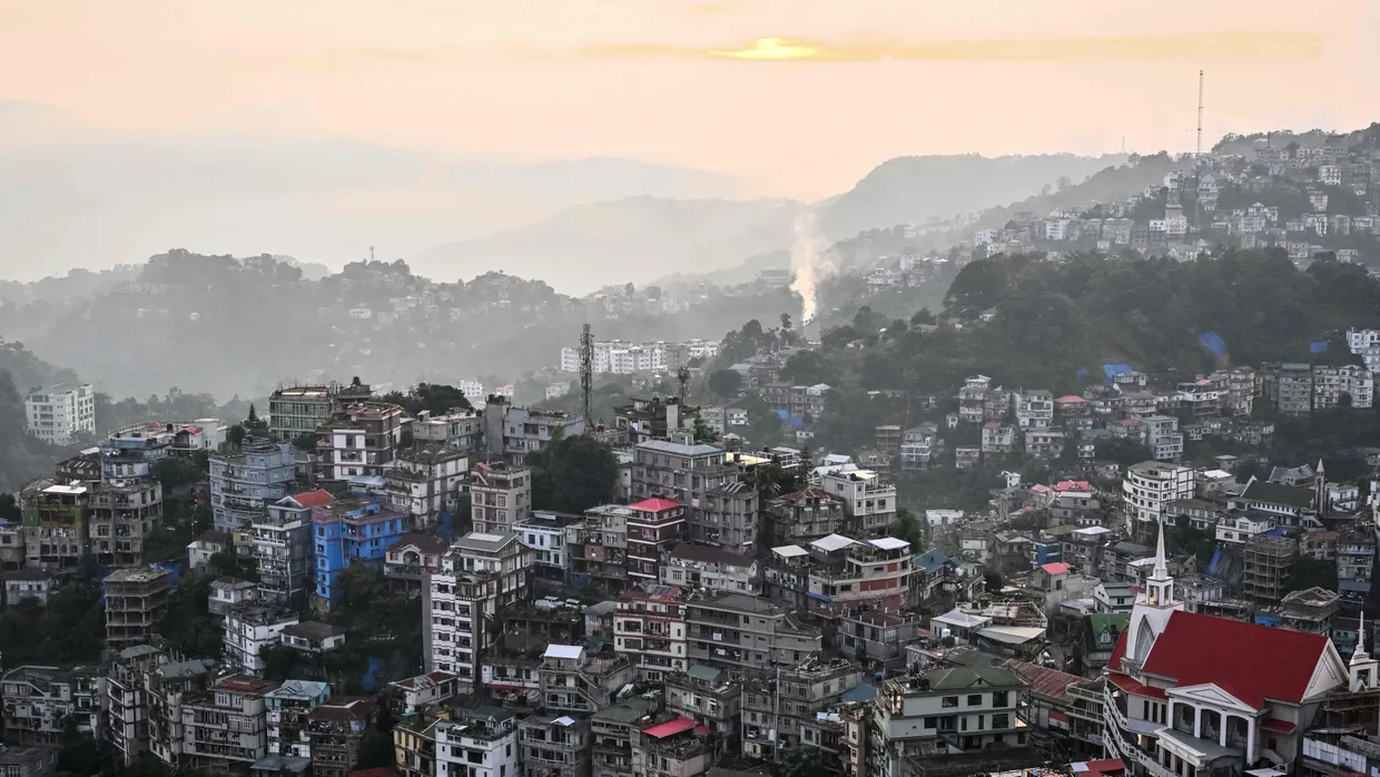 Die Hauptstadt des indischen Bundesstaats Mizoram, Aizawl, im September 2025