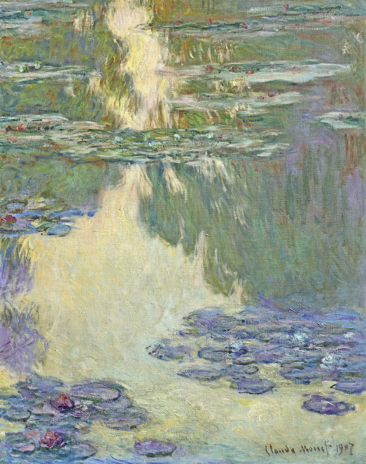  Claude Monet, „Nymphéas“,1907, Öl auf Leinwand, 92 mal 73,6 Zentimeter; Zuschlag 39 Millionen Dollar (Taxe 40/60 Millionen) am 17. November bei Christie’s in New York