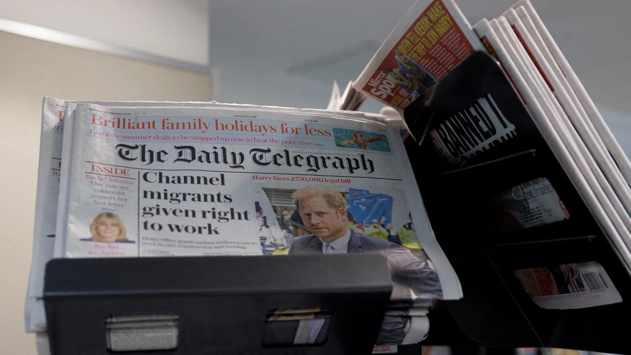 „The Daily Telegraph“ in der Auslage eines Supermarkts in London im Januar 2026