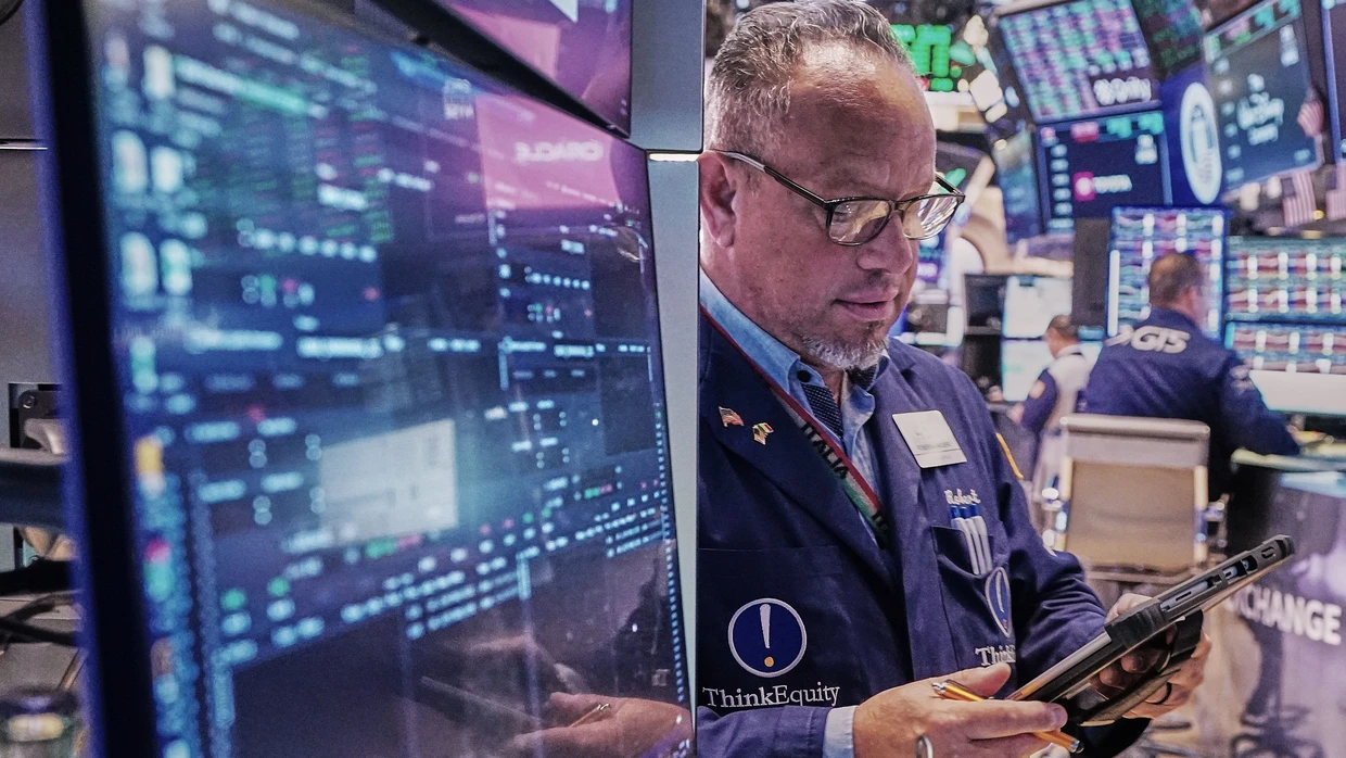 Ein Börsenhändler an der New Yorker Wall Street.