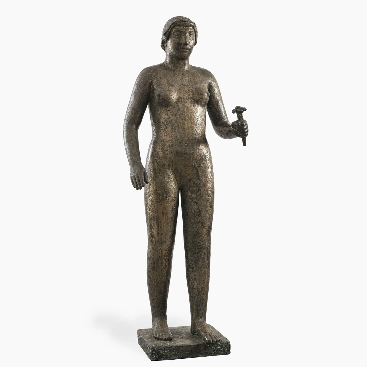 Anton Hiller, „Mädchen mit Blume“, 1947, Bronze, Höhe 131 Zentimeter, Taxe 6000 bis 8000 Euro