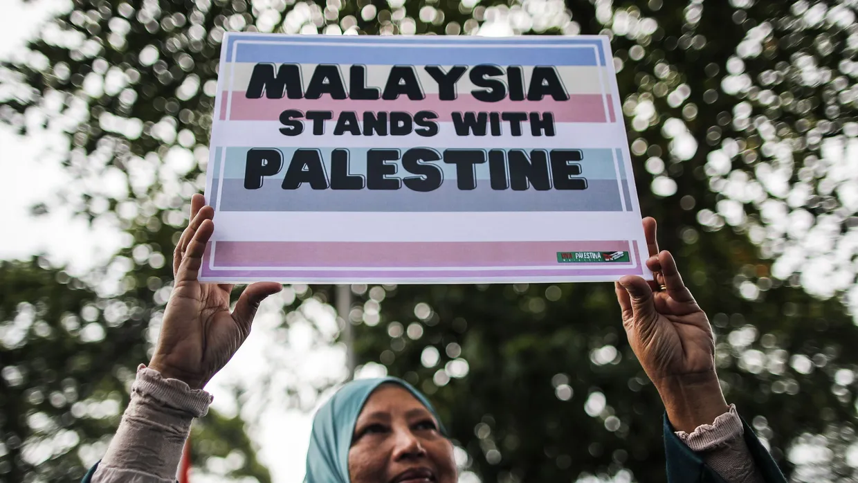 Eine propalästinensische Demonstration in Kuala Lumpur im November 2023