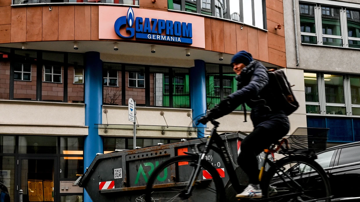 Die Firmenzentrale von Gazprom Germania in Berlin, aufgenommen am 5. April 2022