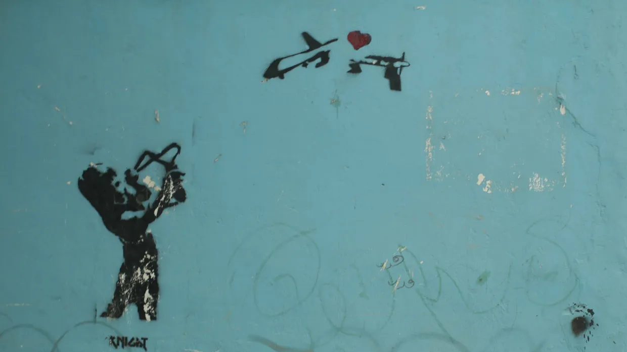 Gegen dein Einsatz von Drohnen: Graffiti in Afghanistan