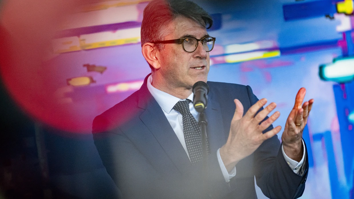 Wolfram Weimer, Staatsminister für Kultur und Medien, bei einer Pressekonferenz nach einem Austausch mit Musiklabels.