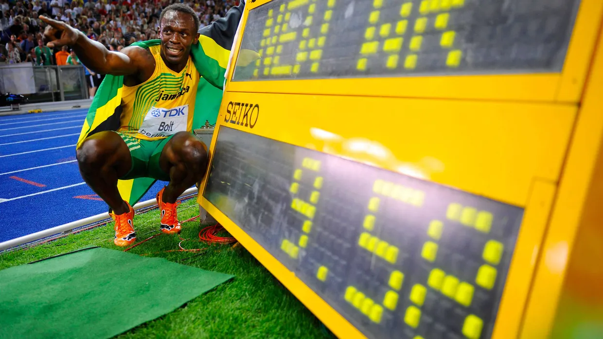 Usain Bolt lief vor zehn Jahren die 100 Meter in 9:58 Sekunden.