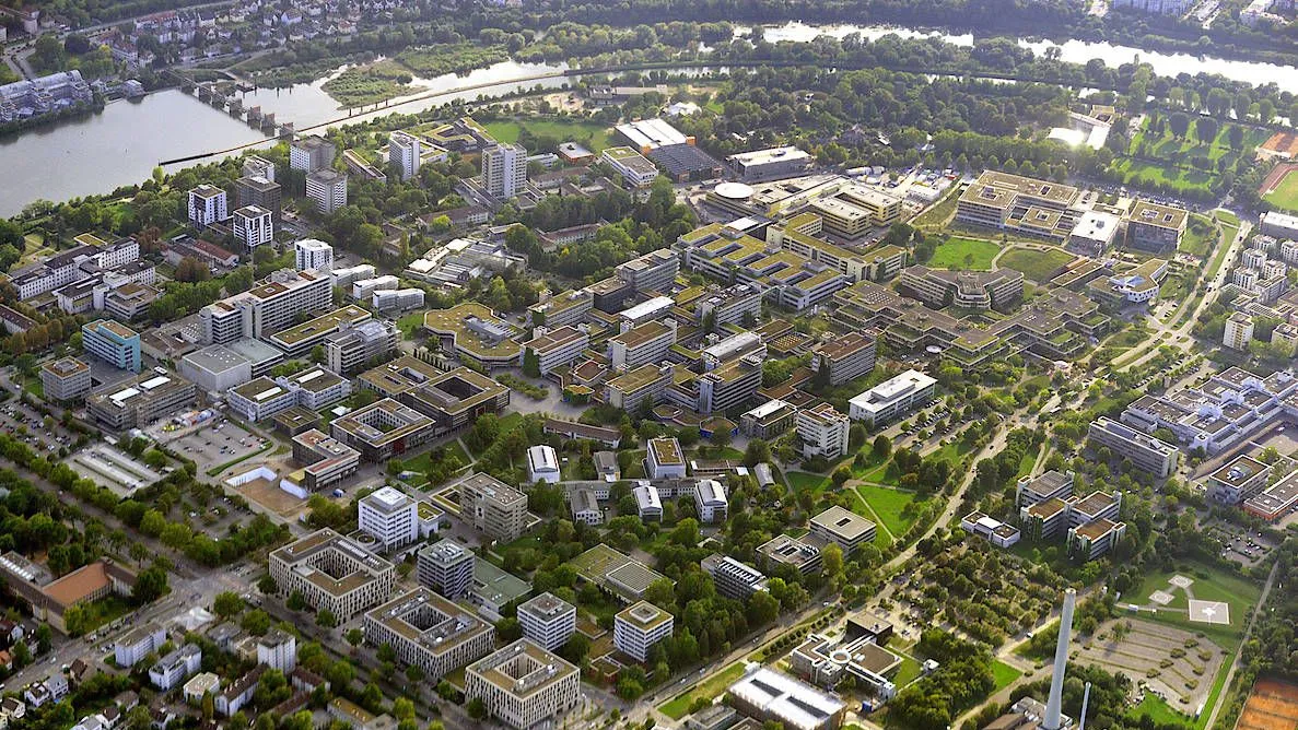Luftaufnahme des Universitätsgeländes von Heidelberg