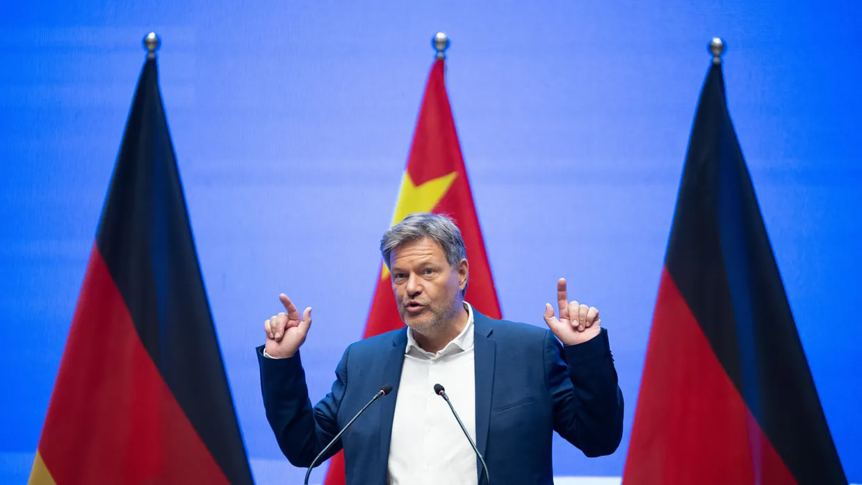 Fingerzeig: Bundeswirtschaftsminister Robert Habeck (Grüne) während einer Rede an der Zhejiang Universität in Hangzhou